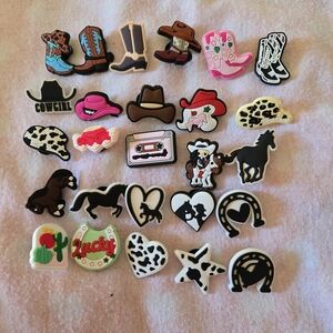 26pcs/set Cowgirl/Cowboy Shoes/Crocs Charms